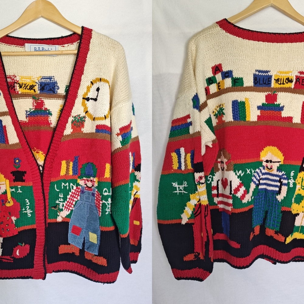 Vintage Multicolor Graphic Cardigan